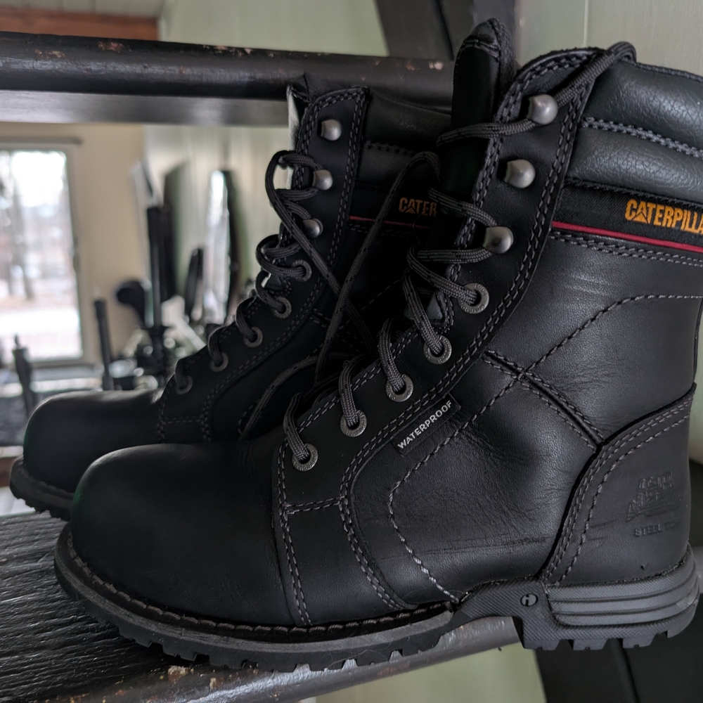 Like New! Caterpillar Women's Echo Steel Toe Black Leather Boots